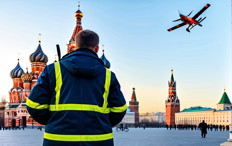 Modern Fire Safety Technology in Moscow**

"A Moscow firefighter, fully clothed in modern protective gear, inspecting a drone equipped with a thermal camera in front of the iconic Saint Basil's Cathedral. The drone is displaying a heat map of a nearby building. Professional photography, perfect anatomy, correct proportions, natural pose, daylight, clear sky, safe for work, appropriate content, fully clothed, professional, family-friendly."

**