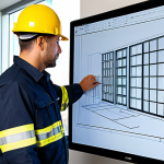 **

"A professional fire safety engineer in appropriate work attire, reviewing building plans on a large computer screen displaying fire safety simulation software. Modern office environment with visible building blueprints. Safe for work, appropriate content, fully clothed, professional, perfect anatomy, natural proportions, high quality."

**