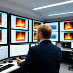 Modern Fire Safety System**

"A modern, high-tech fire safety control room in Moscow, Russia. Several engineers in appropriate, professional attire are monitoring computer screens displaying building schematics and sensor data. The room is brightly lit and features advanced monitoring equipment. Depict realistic details of modern fire suppression technology. Safe for work, appropriate content, fully clothed, professional setting, perfect anatomy, correct proportions, natural pose, well-formed hands, proper finger count, natural body proportions, professional."

**