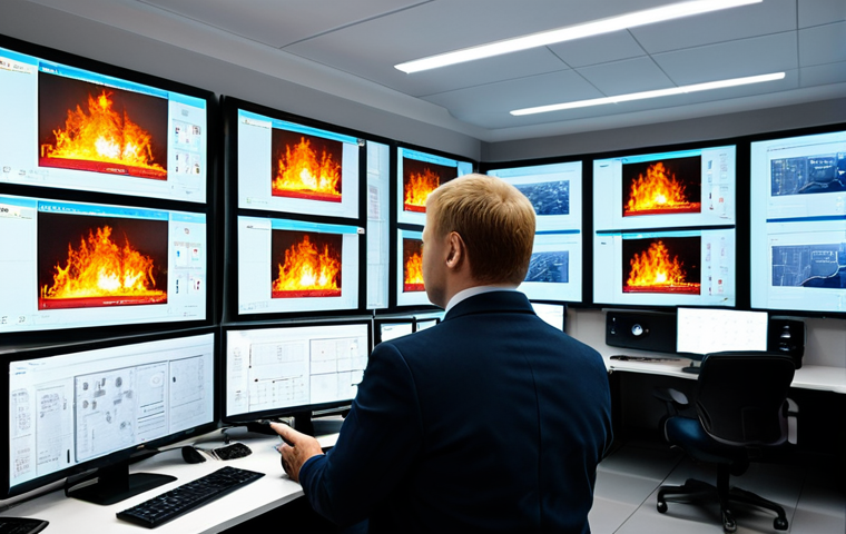Modern Fire Safety System**
"A modern, high-tech fire safety control room in Moscow, Russia. Several engineers in appropriate, professional attire are monitoring computer screens displaying building schematics and sensor data. The room is brightly lit and features advanced monitoring equipment. Depict realistic details of modern fire suppression technology. Safe for work, appropriate content, fully clothed, professional setting, perfect anatomy, correct proportions, natural pose, well-formed hands, proper finger count, natural body proportions, professional."
**
