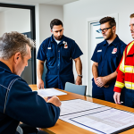 Industrial Fire Safety Meeting**

A diverse team of fully clothed professionals, including firefighters and engineers, are gathered around a table in a modern conference room, reviewing risk analysis documents and evacuation plans for a chemical plant, appropriate attire, safe for work, perfect anatomy, natural proportions, professional environment, high quality, modest clothing.

**