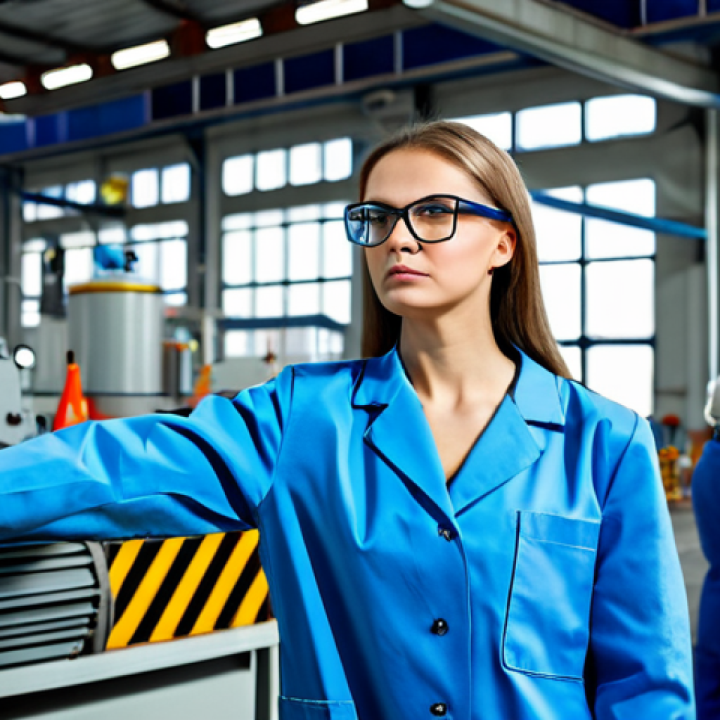 화재안전관리 직무에서 자주 발생하는 문제 해결 - **Prompt:** A professional female engineer in a modern, well-lit factory setting, wearing a clean bl...