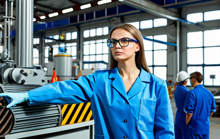 화재안전관리 직무에서 자주 발생하는 문제 해결 - **Prompt:** A professional female engineer in a modern, well-lit factory setting, wearing a clean bl...