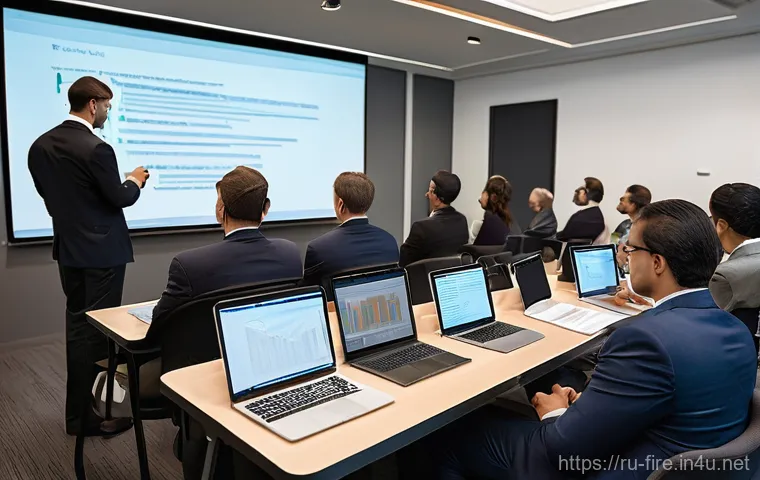 화재안전관리 실무에서 흔히 발생하는 문제 해결법 - A diverse group of fire safety professionals, including men and women of various ages and ethnicitie...