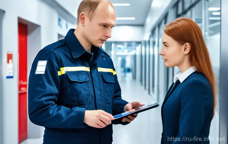 화재안전관리 직무에서의 안전 규정 준수 사례 - **Prompt 2: Unobstructed Evacuation Path in a Russian Industrial Facility**
    A clean, well-mainta...