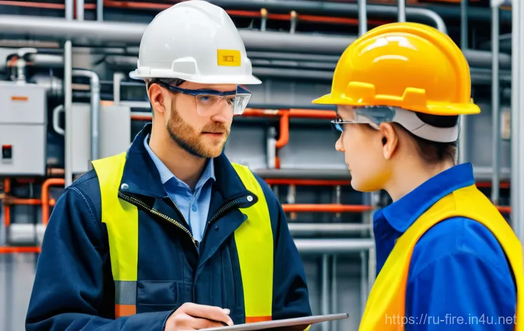 화재안전관리기술자의 자격증 시험 합격률 - **Prompt: Dedicated Fire Safety Engineer Reviewing Blueprints**
    A highly detailed, realistic ima...