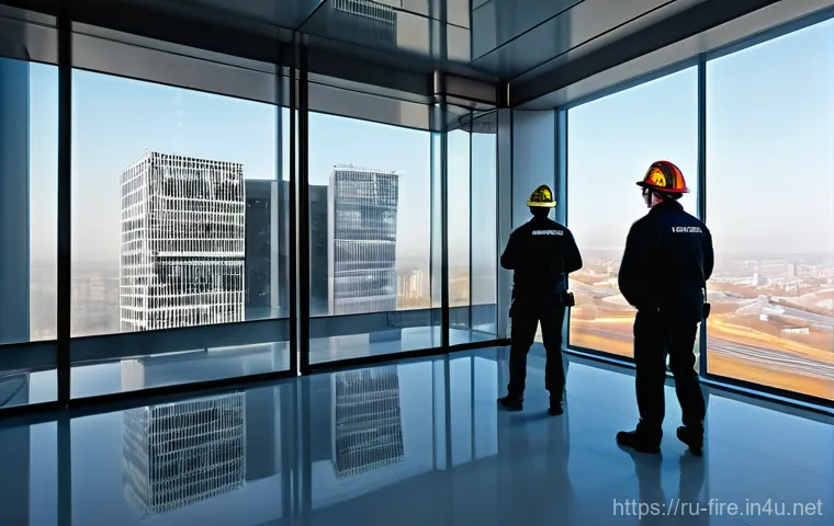 화재안전관리기술자의 직무에서의 위험 관리 - **A highly detailed, realistic image of a female fire safety engineer, approximately 30-35 years old...